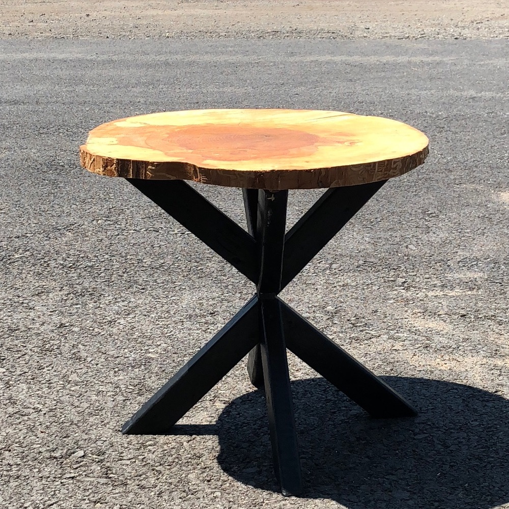 Hand crafted tree stump table,
